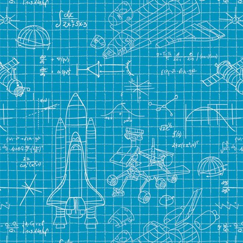 Rocket Science // Stellar Engineering Blue - West Valley Quilting - Art Gallery Fabrics
