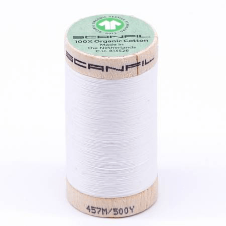 Scanfil Organic Cotton Thread 50wt Solid 500yd Bright White - West Valley Quilting - Scanfil