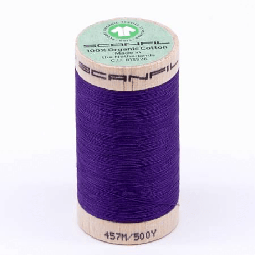 Scanfil Organic Cotton Thread 50wt Solid 500yd Royal Purple - West Valley Quilting - Scanfil