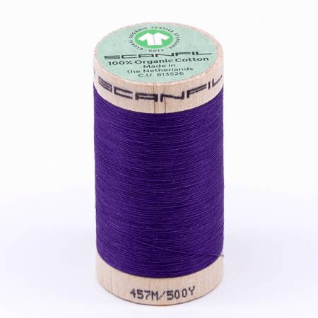 Scanfil Organic Cotton Thread 50wt Solid 500yd Royal Purple - West Valley Quilting - Scanfil