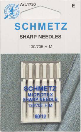 Schmetz Sharp / Microtex Machine Needle Size 12/80 (5 pack) - West Valley Quilting - Schmetz