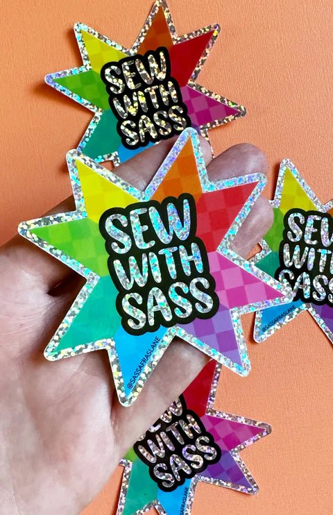 Sew With Sass Glitter Sticker - West Valley Quilting - Sassafras Lane Designs
