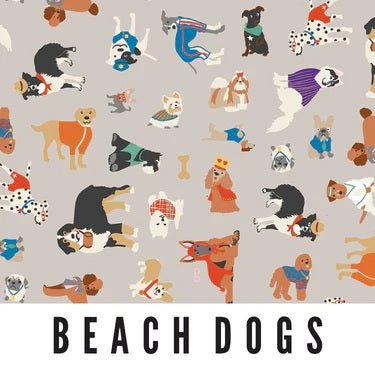 Splash Fabric Laminated Cottons // Beach Dogs - West Valley Quilting - Splash Fabric