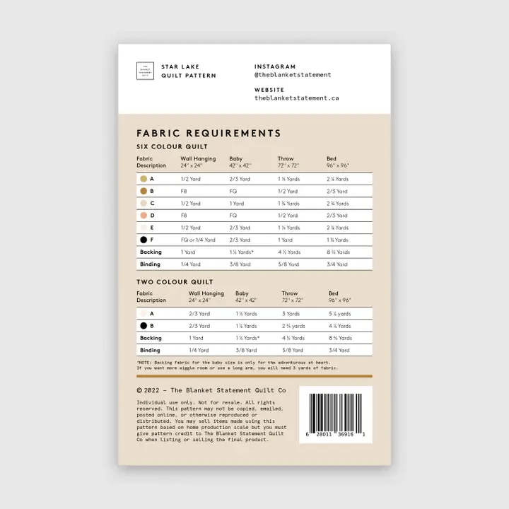 Star Lake Quilt Pattern - West Valley Quilting - The Blanket Statement