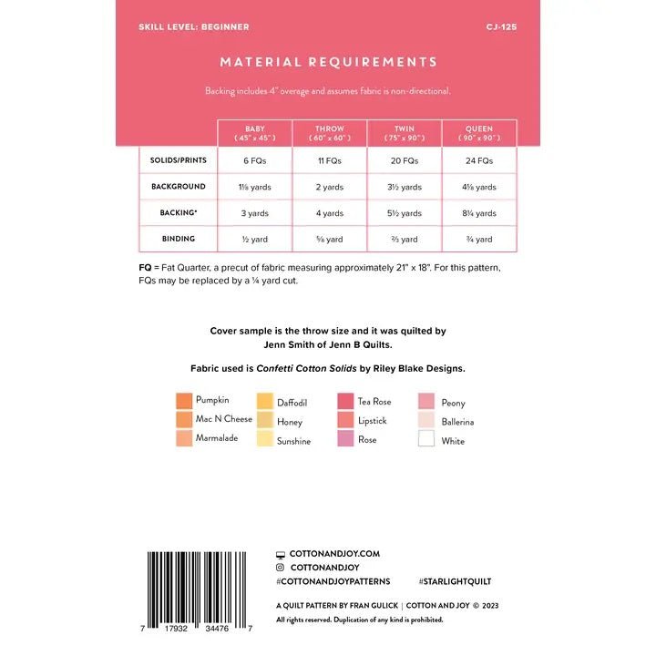 Starlight Quilt Pattern - West Valley Quilting - Cotton and Joy Patterns