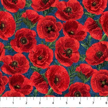 Stars and Stripes 12 // Poppies - Navy Multi - West Valley Quilting - Northcott