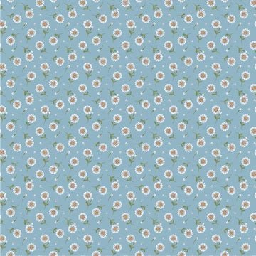 Sunshine and Chamomile//Tossed Daisies Blue - West Valley Quilting - Poppie Cotton