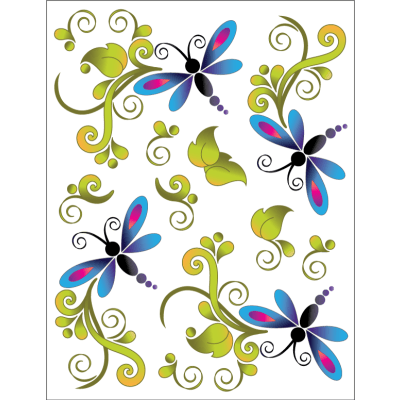 Tattoo Elementz Dragonfly Bliss Printed on Clear - West Valley Quilting - Urban Elementz