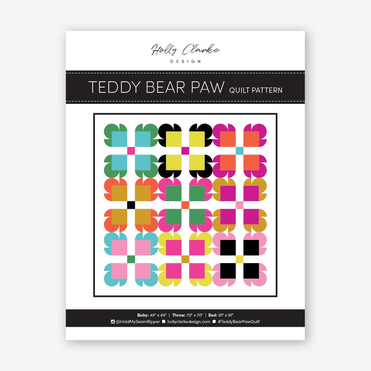 Teddy Bear Paw Quilt Pattern - West Valley Quilting - Holly Clarke Design