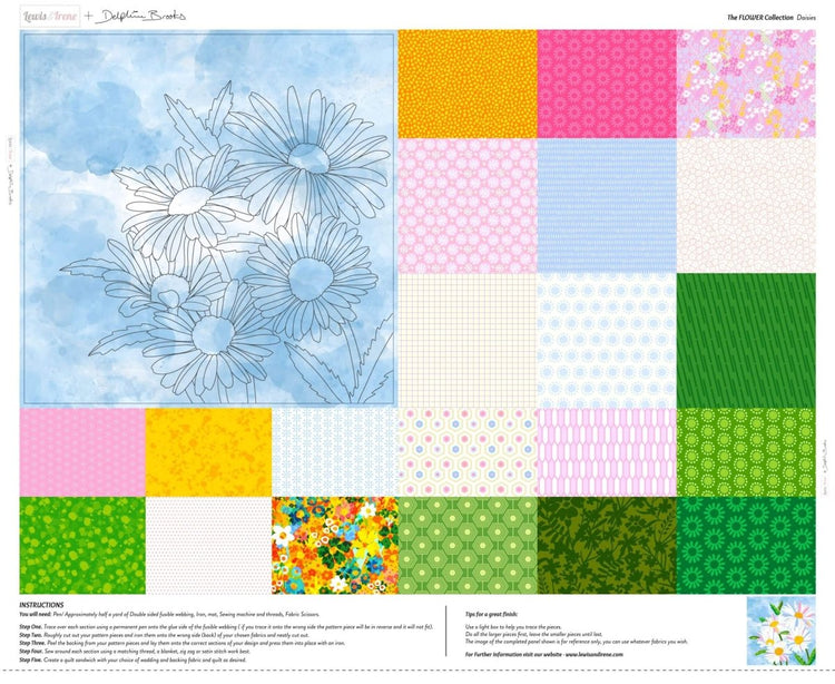 The Flower Collection // Daisies Panel - Natural - West Valley Quilting - Lewis & Irene