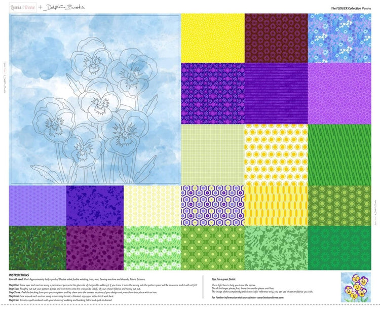The Flower Collection // Pansies Panel - Natural - West Valley Quilting - Lewis & Irene