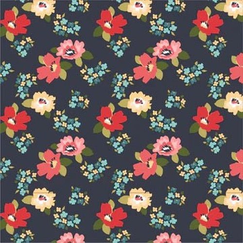 Treasured Threads//Jane Navy - West Valley Quilting - Poppie Cotton