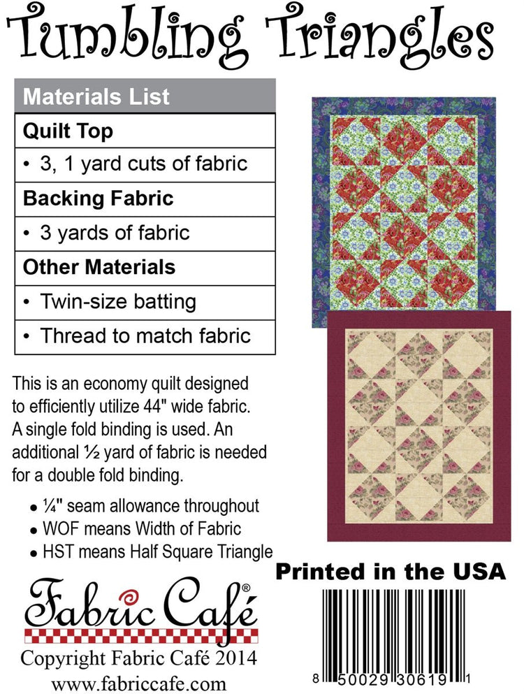 Tumbling Triangles - West Valley Quilting - Fabric Cafe