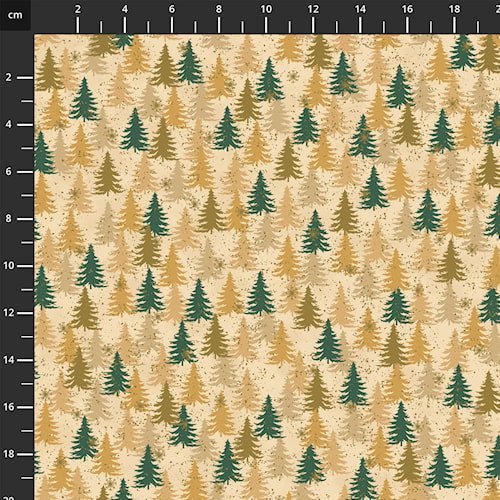 We Love Christmas // Style MCS25 - 03 BeigeGold Trees - West Valley Quilting - Stof