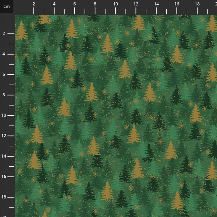 We Love Christmas // Style MCS25 - 03 GreenGold Trees - West Valley Quilting - Stof