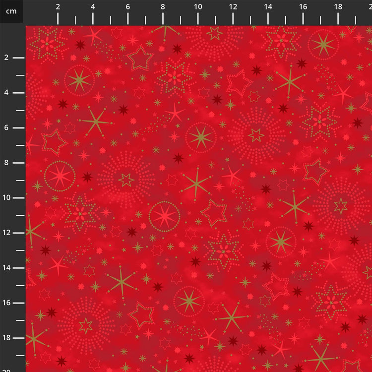 We Love Christmas // Style MCS25 - 04 BerryGold Stars - West Valley Quilting - Stof
