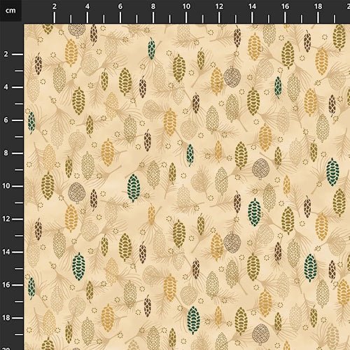 We Love Christmas // Style MCS25 - 09 BeigeGold Ornaments - West Valley Quilting - Stof