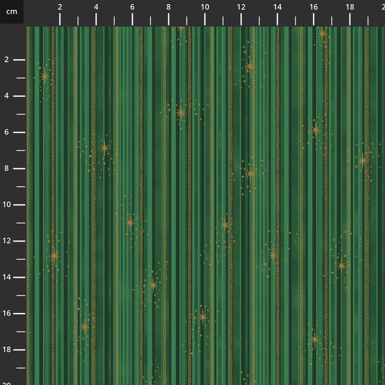 We Love Christmas // Style MCS25 - 14 GreenGold Stripe - West Valley Quilting - Stof