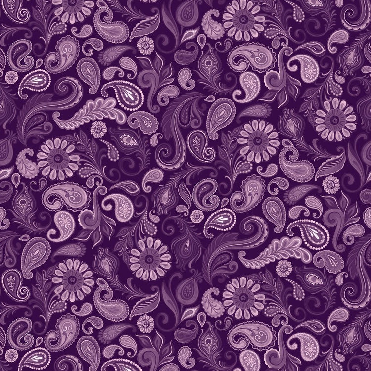 Wild Garden // Paisley - Purple - West Valley Quilting - White Owl Textiles