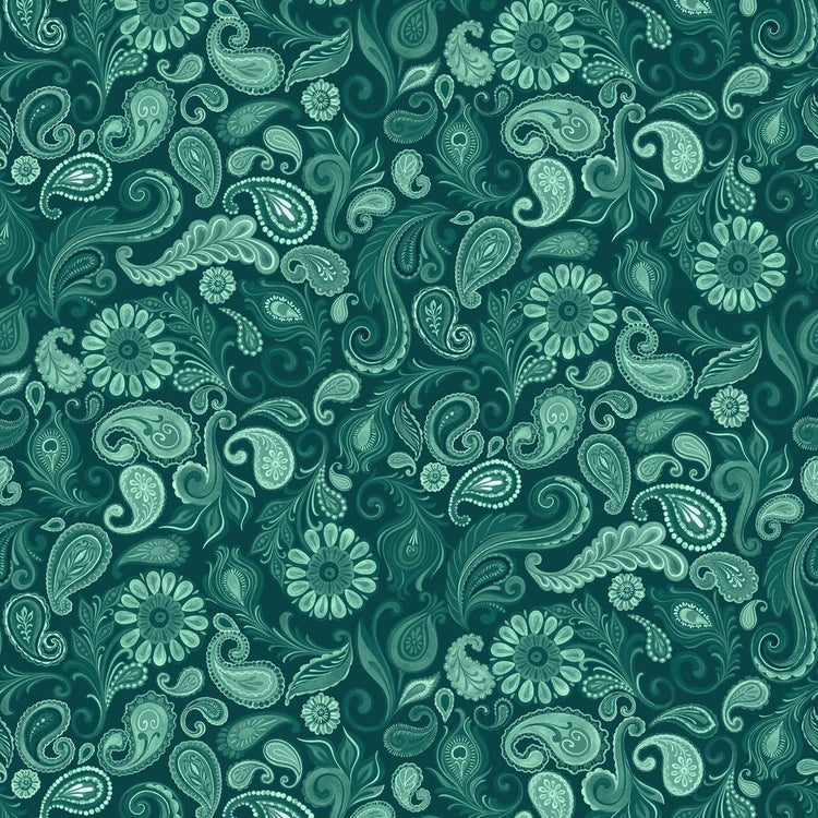 Wild Garden // Paisley - Teal - West Valley Quilting - White Owl Textiles