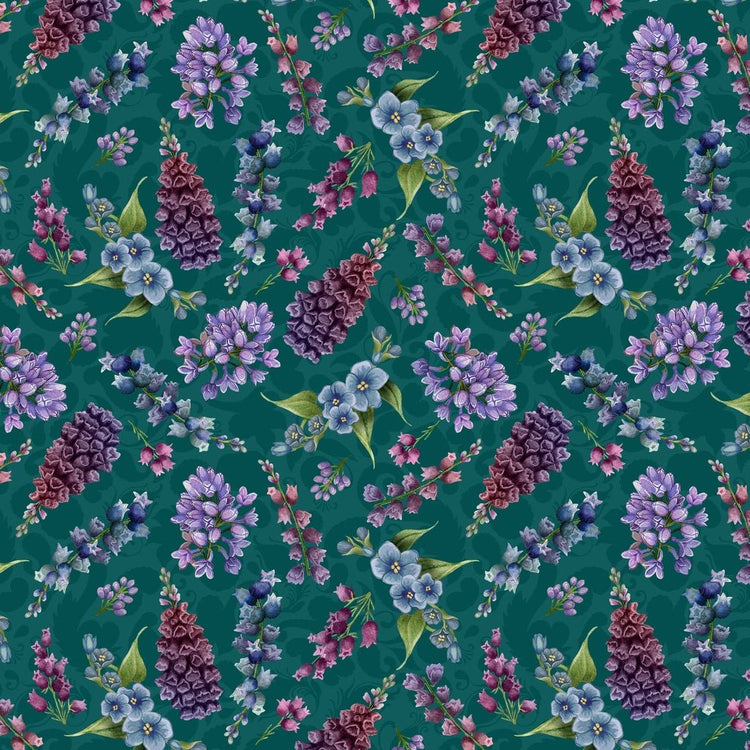 Wild Garden // Small Floral - Teal - West Valley Quilting - White Owl Textiles