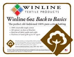 Winline Back to Basics 6oz 100% Cotton Batting - West Valley Quilting - Winline