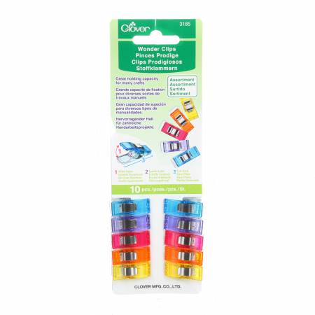 Wonder Clips Assorted Colors 10pc - West Valley Quilting - Clover Needlecraft