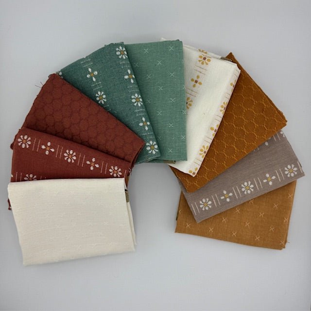 WVQ Curated Fat Quarter Bundle // Daisies w/Malachite (9 pieces) - West Valley Quilting - West Valley Quilting