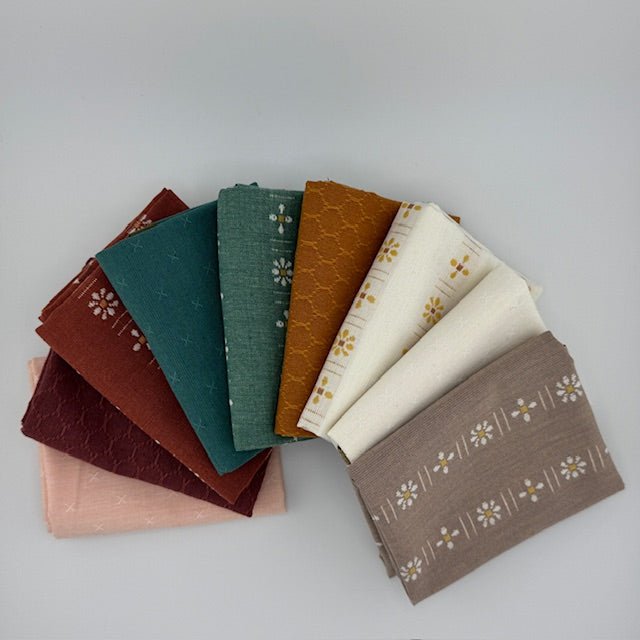 WVQ Curated Fat Quarter Bundle // Daisies w/Mallard (9 pieces) - West Valley Quilting - West Valley Quilting