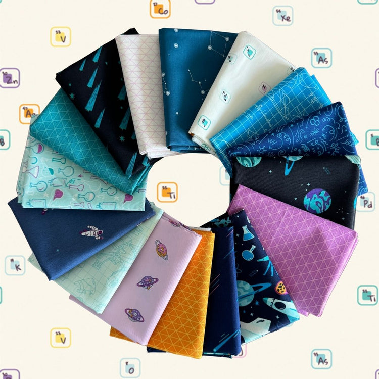 WVQ Curated Fat Quarter Bundle // Rocket Science (16 pieces) - West Valley Quilting - West Valley Quilting
