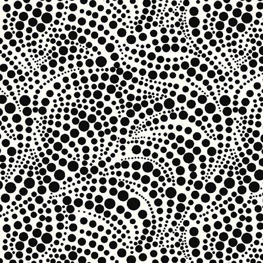 Xanadu // Swirling Dots White/Black End of Bolt - West Valley Quilting - Benartex