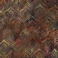 Morris Tiles // Feather-Multi Red Teal Gold Batik