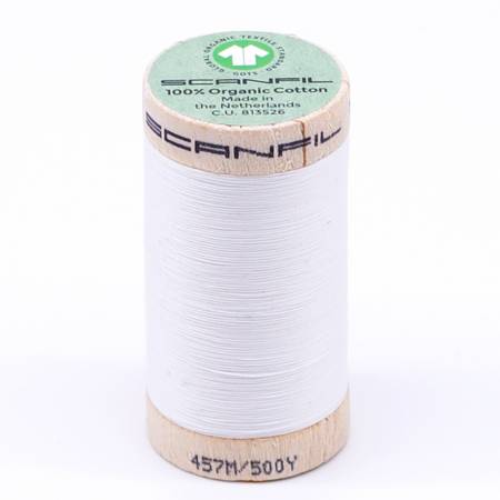 Scanfil Organic Cotton Thread 50wt Solid 500yd Bright White