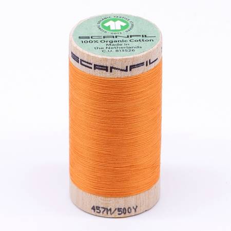Scanfil Organic Cotton Thread 50wt Solid 500yd Blazing Orange