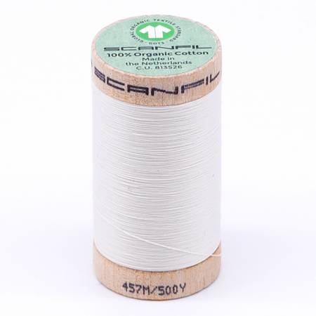 Scanfil Organic Cotton Thread 50wt Solid 500yd Coconut Milk