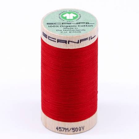 Scanfil Organic Cotton Thread 50wt Solid 500yd High Risk Red