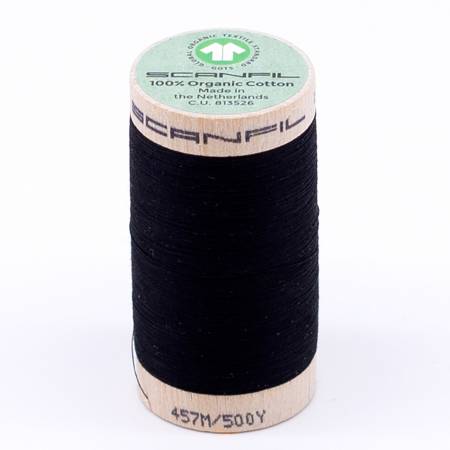 Scanfil Organic Cotton Thread 50wt Solid 500yd Jet Black