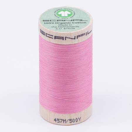 Scanfil Organic Cotton Thread 50wt Solid 500yd Candy Pink