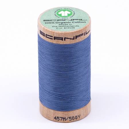 Scanfil Organic Cotton Thread 50wt Solid 500yd Blue Shadow