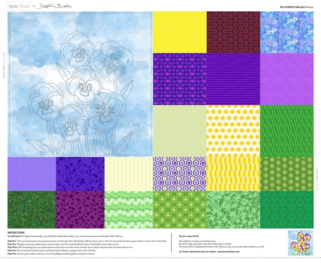 The Flower Collection // Pansies Panel - Natural