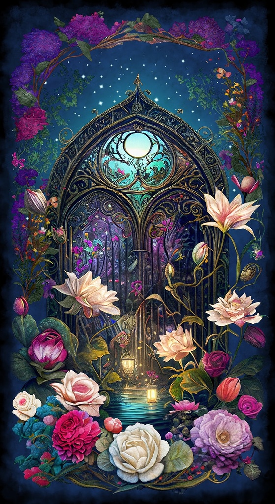 Night Garden // 3557P-67 Panel Teal