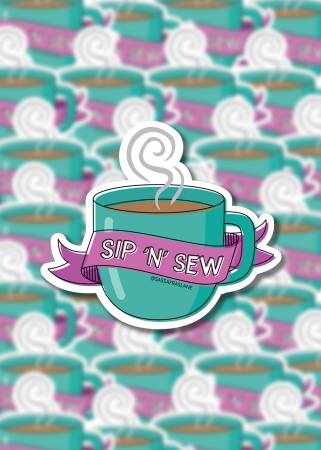 Sip 'n' Sew Mug Sticker