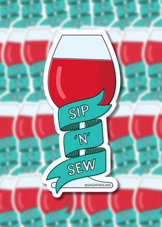 Sip 'n' Sew Wine Sticker