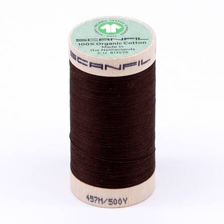 [92089-4829] Scanfil Organic Cotton Thread 50wt Solid 500yd Cocoa Brown