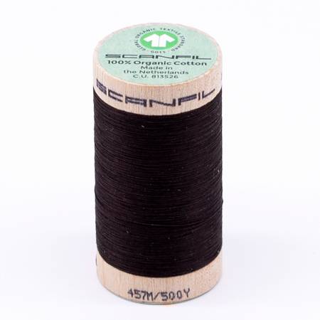 [92090-4830] Scanfil Organic Cotton Thread 50wt Solid 500yd Licorice