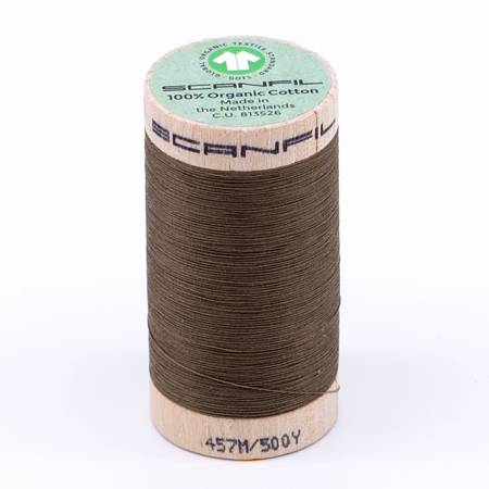 [92084-4824] Scanfil Organic Cotton Thread 50wt Solid 500yd Lead Gray