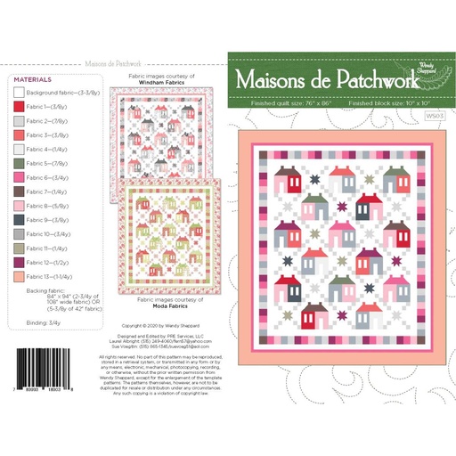 [P180-MAISONS] Maisons de Patchwork Quilt Pattern