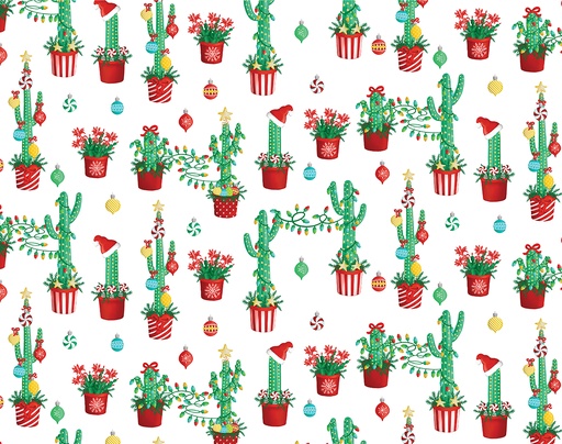 [14423-09] Happy Llamadays // Holiday Cactus White