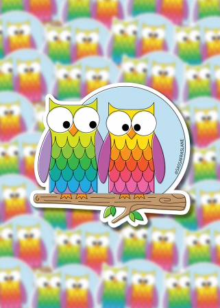 [SASSSTICK-OWL] Hootsville Row Owls Stickers