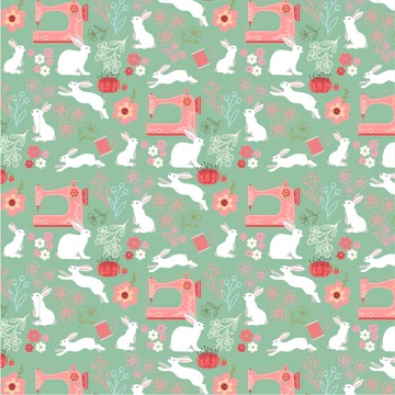 [EOB-PP23602] Poppies Patchwork Club// Beatrix Mint End of Bolt